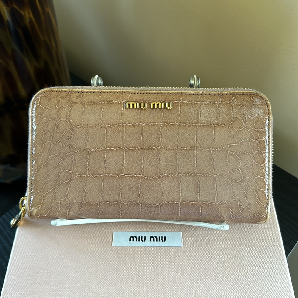 Miu Miu Crocodile Embossed Zip Around Long Wallet - image 1